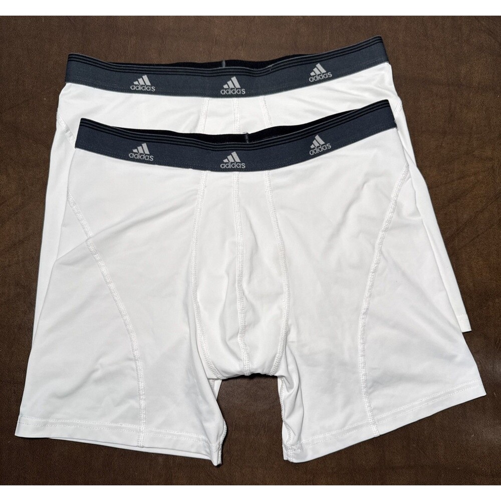 Lot of 2 Adidas Climalite Stretch Boxer Briefs White Men's Size L 36-38 NEW